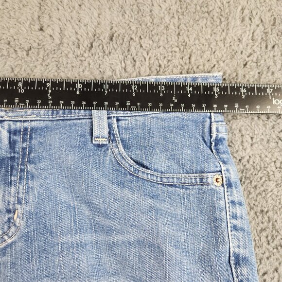 Women's Cropped Straight Leg Cuffed Denim Jeans Size 6 Mid Rise Stretch Denim - Picture 3 of 9